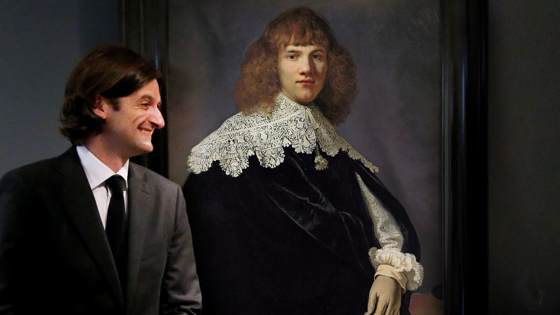 VERKLEIND Kunsthandelaar Jan Six XI junior bij Portret van een jonge man dat volgens hem van Rembrandt is