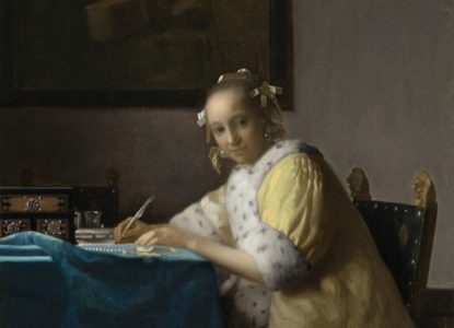 3 Johannes Vermeer Schrijvende vrouw in het geel 1665 National Gallery of Art Washington verkleind