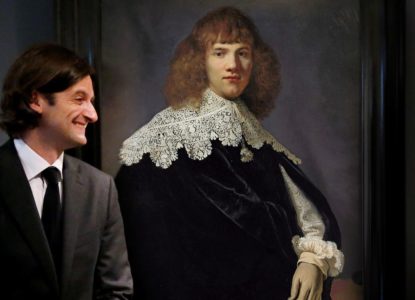 VERKLEIND Kunsthandelaar Jan Six XI junior bij Portret van een jonge man dat volgens hem van Rembrandt is