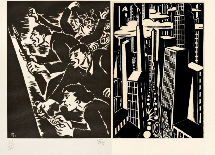 Masereel betoging en wolkenkrabbers