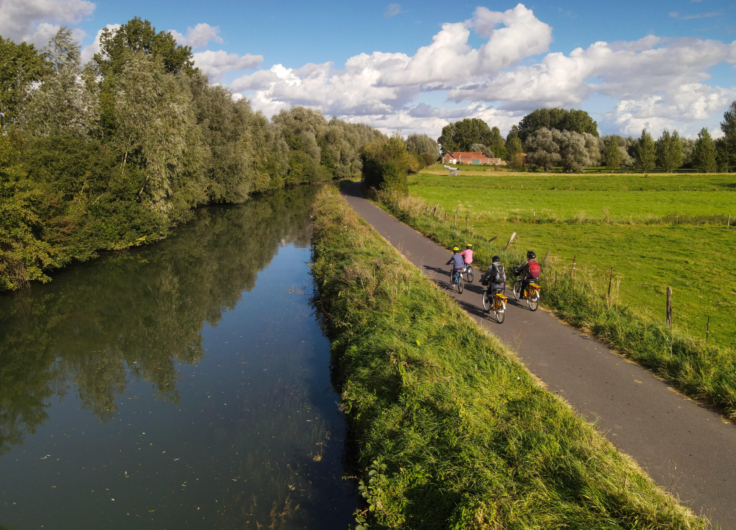 Flandre velo Drone Veloroute Lys1 Eurocyclo Departement du Nord Reed Jerome Silvere