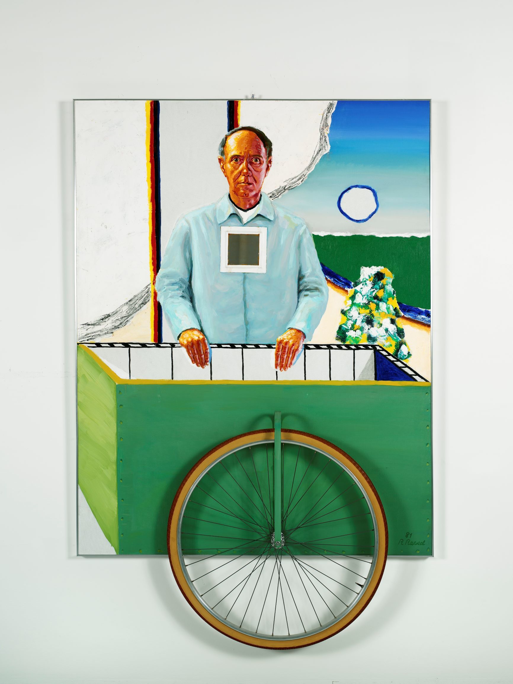 19 Zelfportret met karretje Self portrait with cart 1981 Collectie Vlaamse Gemeenschap Roger Raveel Museum4mpmp