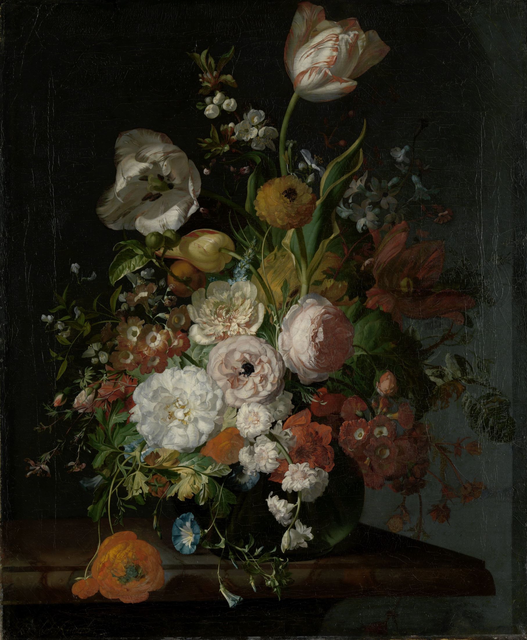 Stilleven met bloemen in een glazen vaas Rachel Ruysch ca 1690 ca 1720